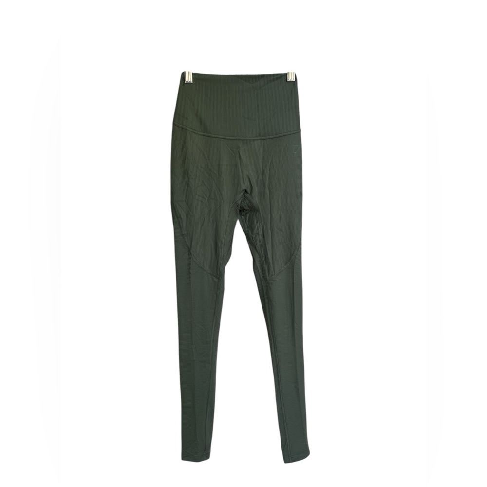 Gymshark Olive Green Directional Ribbed Leggings Size XS‎ NWT